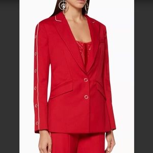 SIMKHAI Hibiscus-Red Snap Wool Boyfriend Blazer Size 2 NWT